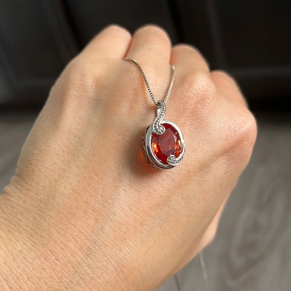 Sterling silver and Madeira Citrine necklace - Picture 1 of 6